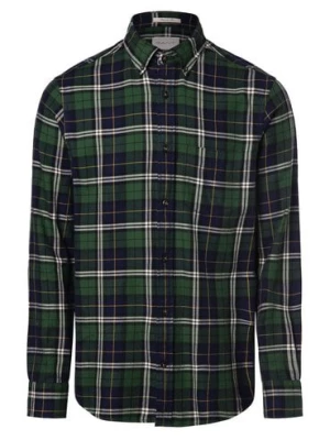 Gant Koszula męska Mężczyźni Comfort Fit Bawełna zielony|niebieski w kratkę,