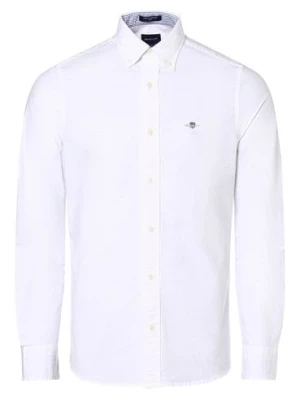 Gant Koszula męska Mężczyźni Slim Fit Bawełna biały jednolity,