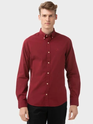 GANT koszula męska z diagonalu Slim Fit zimowa jednolita
