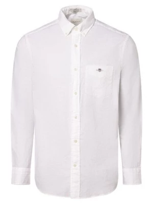 Gant Koszula męska z zawartością lnu Mężczyźni Regular Fit Bawełna biały jednolity,