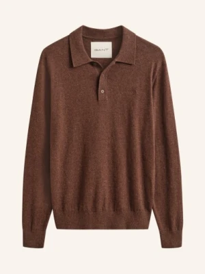 Gant Koszulka Polo Z Dzianiny Z Lnem braun