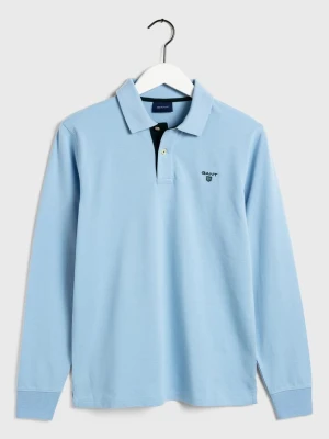 GANT koszulka rugby męska z piki z kontrastowym kołnierzykiem