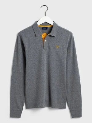 GANT koszulka rugby męska z piki z kontrastowym kołnierzykiem