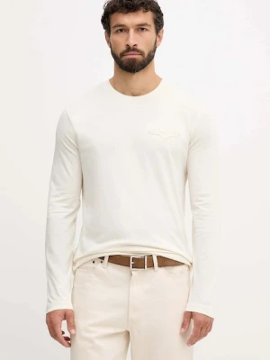 Gant longsleeve bawełniany kolor beżowy gładki 2003369