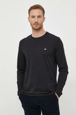 Gant longsleeve bawełniany kolor czarny gładki