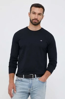 Gant longsleeve bawełniany kolor czarny gładki