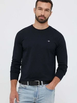 Gant longsleeve bawełniany kolor czarny gładki