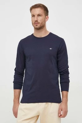 Gant longsleeve bawełniany kolor granatowy gładki