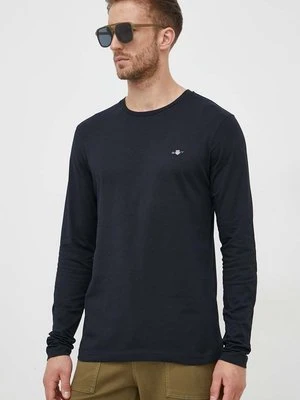 Gant longsleeve bawełniany kolor granatowy gładki