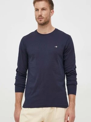 Gant longsleeve bawełniany kolor granatowy gładki