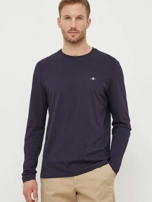 Gant longsleeve bawełniany kolor granatowy gładki