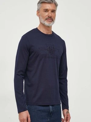 Gant longsleeve bawełniany kolor granatowy z aplikacją