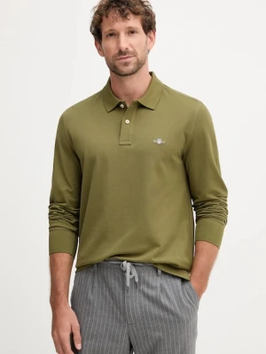 Gant longsleeve bawełniany kolor zielony z aplikacją 2230
