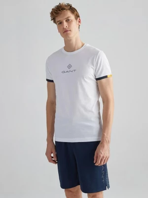 GANT Erkek Beyaz Regular Fit Bisiklet Yaka Logolu T-shirt