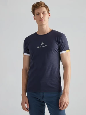 GANT Erkek Lacivert Regular Fit Bisiklet Yaka Logolu T-shirt