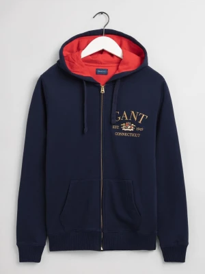 GANT męska bluza rozpinana z kapturem z motywem herbu z flagą