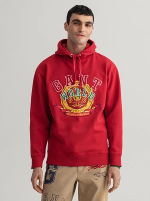 GANT męska bluza z kapturem Relaxed Fit z motywem World Crest