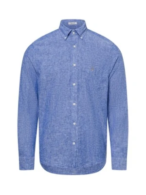 Gant Męska koszula casual z zawartością lnu Mężczyźni Regular Fit len niebieski marmurkowy,