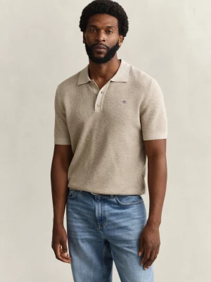 Gant Męska koszulka polo Mężczyźni Bawełna (100%) beżowy jednolity,