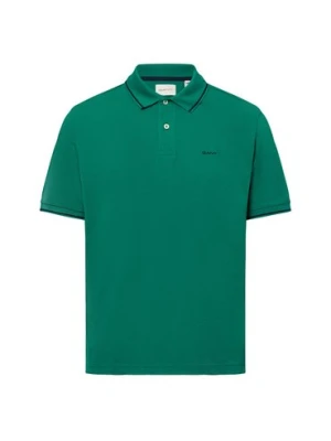 Gant Męska koszulka polo - Tipping Mężczyźni Bawełna zielony jednolity,