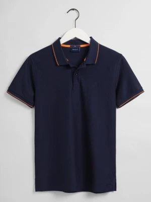 GANT męska koszulka rugby polo o fakturze diagonalu z krótkim rękawem Slim Fit