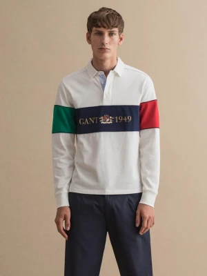 GANT męska koszulka rugby z motywem herbu z flagą z długim rękawem