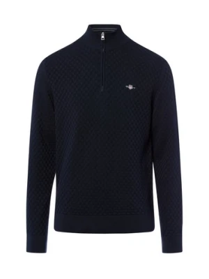 Gant Męska koszulka z dzianiny Mężczyźni Bawełna niebieski wypukły wzór tkaniny,