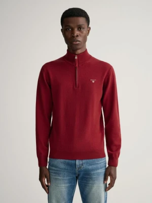 GANT męski lekki sweter z wełny jagnięcej rozpinany do połowy