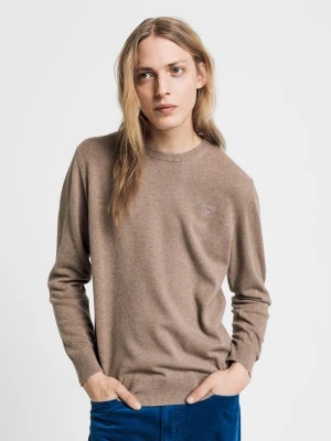 GANT męski sweter z bardzo delikatnej wełny jagnięcej z okrągłym dekoltem