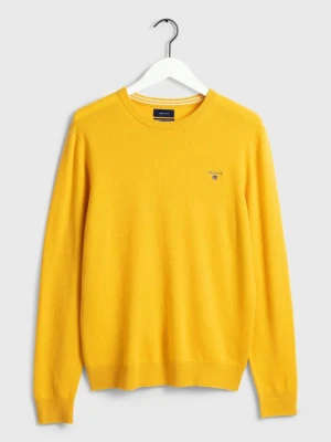 GANT męski sweter z bardzo delikatnej wełny jagnięcej z okrągłym dekoltem