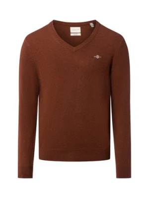 Gant Męski sweter z dzianiny Mężczyźni brązowy jednolity,