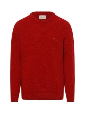 Gant Męski sweter z dzianiny Mężczyźni Wełna czerwony jednolity,