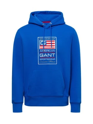 Gant Męski sweter z kapturem Mężczyźni niebieski jednolity,