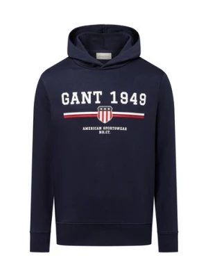 Gant Męski sweter z kapturem Mężczyźni niebieski nadruk,
