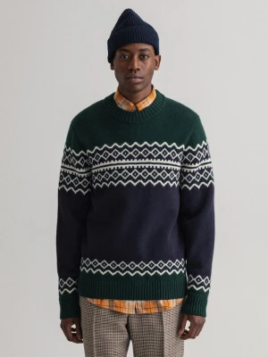 GANT męski sweter z okrągłym dekoltem Fair Isle