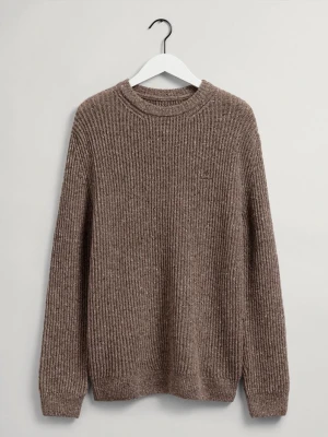 GANT męski sweter z okrągłym dekoltem z prążkowanym ściągaczem Neps