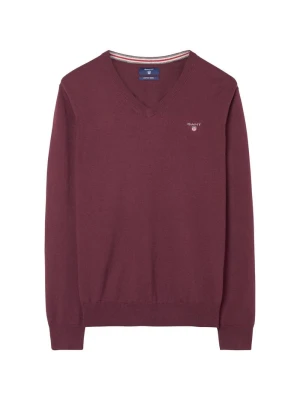 GANT męski sweter z wełny z dekoltem w kształcie litery V