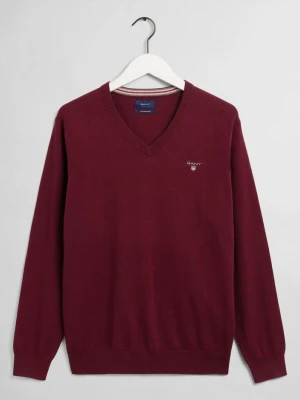 GANT męski sweter z wełny z dekoltem w kształcie litery V
