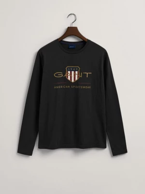 GANT męski T-shirt z długim rękawem i motywem Archive Shield