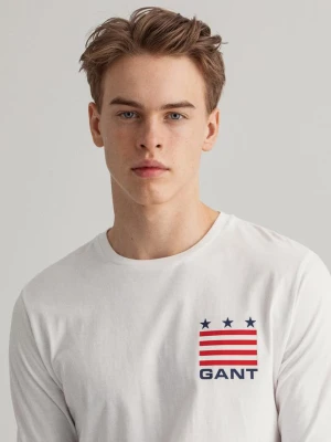 GANT męski T-shirt z długim rękawem z motywem Retro Shield