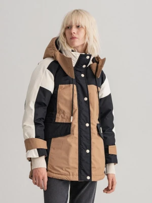 GANT parka damska puchowa kolorowa w kolorowe bloki