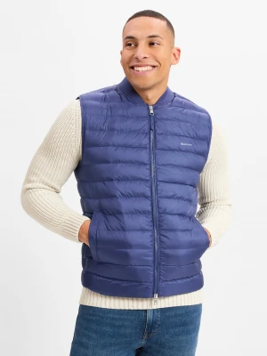 Gant Pikowana kamizelka męska Mężczyźni Sztuczne włókno niebieski jednolity,