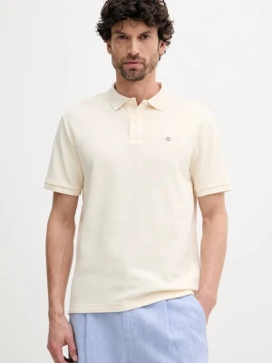 Gant polo bawełniane męski kolor beżowy gładki 2014025