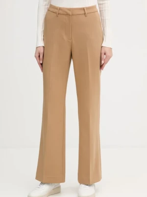 Gant spodnie damskie kolor brązowy proste high waist 4150334