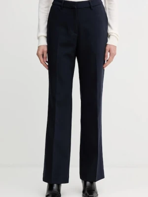 Gant spodnie damskie kolor granatowy proste high waist 4150334