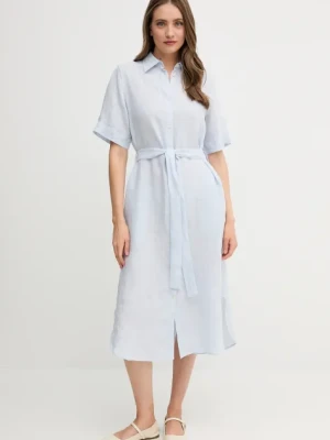 Gant sukienka lniana kolor niebieski midi prosta 4503390