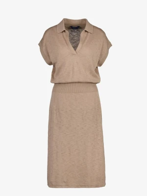 GANT sukienka z mieszanki lnianej z kołnierzykiem