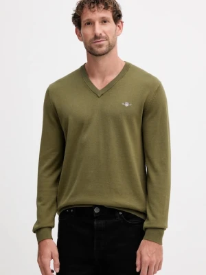 Gant sweter bawełniany kolor zielony lekki 8030562