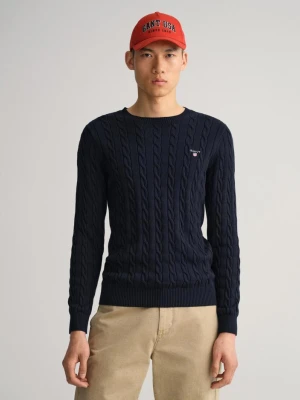 Sweter Bawełniany O Splocie Warkoczowym z Okrągłym Dekoltem GANT