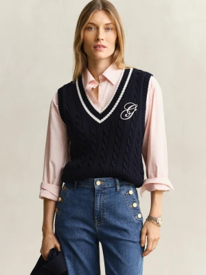 Gant Sweter damski z dzianiny Kobiety Bawełna niebieski jednolity,